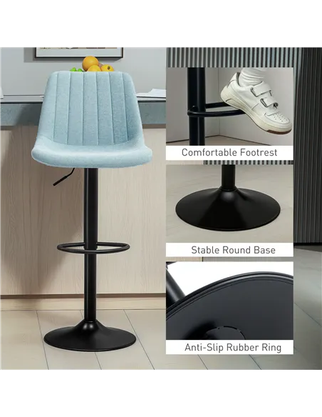 HOMCOM Set of Two Chenille-Feel Tub Bat Stools - Blue