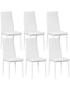 HOMCOM Set of 6 Faux Leather Dining Chairs - White