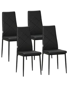 HOMCOM Set of 4 Faux Leather Dining Chairs - Black