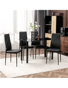 HOMCOM Set of 4 Faux Leather Dining Chairs - Black 2