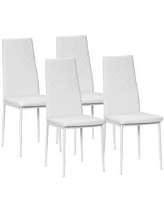 HOMCOM Set of 4 Faux Leather Dining Chairs - White