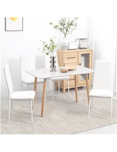 HOMCOM Set of 4 Faux Leather Dining Chairs - White 2