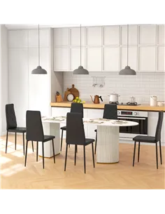HOMCOM Set of 6 Faux Leather Dining Chairs - Black 2