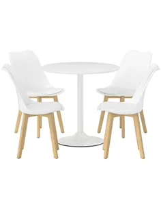 HOMCOM Five-Piece Modern Dining Set - White