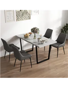 HOMCOM Set of 4 Quilted PU Leather Dining Chairs with Metal Frame 4 Legs Foot Caps Home Seating Modern Stylish Executive, Grey 2