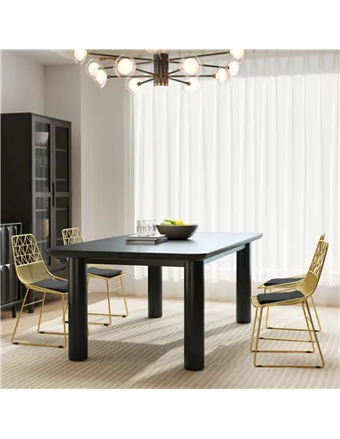 HOMCOM Luxurious Dining Chairs Set of 4, Metal Wire Kitchen Chair with Removable Velvet-feel Cushion, Cut-out Back and Steel Fra