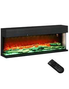 HOMCOM 1800W 15-40℃ Adjustable Flame Glass Panel Convector Heater, 127cm