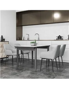 HOMCOM Dining Chairs Set of 4, Upholstered Linen Fabric Kitchen Chairs with Metal Legs for Living Room Dining Room, Light Grey 2