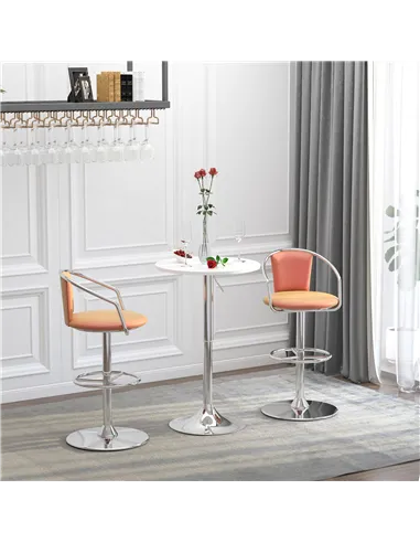 HOMCOM Bar Table Φ60cm Adjustable Height Round Bistro Table w/ Swivel Top Metal Frame Counter Surface Stylish Kitchen Conservato