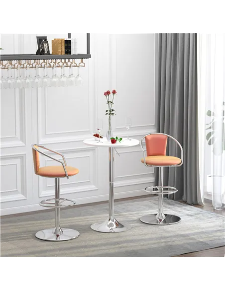 HOMCOM Bar Table Φ60cm Adjustable Height Round Bistro Table w/ Swivel Top Metal Frame Counter Surface Stylish Kitchen Conservato