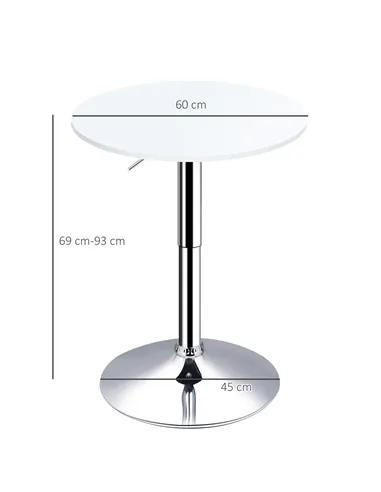 HOMCOM Bar Table Φ60cm Adjustable Height Round Bistro Table w/ Swivel Top Metal Frame Counter Surface Stylish Kitchen Conservato