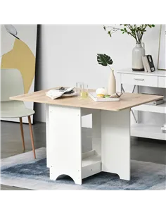 HOMCOM Foldable Dining Table Drop-Leaf Folding Desk Side Console with Storage Shelf for Kitchen,Dining Room 2