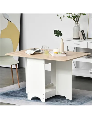 HOMCOM Foldable Dining Table Drop-Leaf Folding Desk Side Console with Storage Shelf for Kitchen,Dining Room