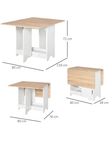 HOMCOM Foldable Dining Table Drop-Leaf Folding Desk Side Console with Storage Shelf for Kitchen,Dining Room