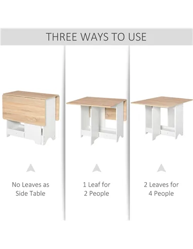 HOMCOM Foldable Dining Table Drop-Leaf Folding Desk Side Console with Storage Shelf for Kitchen,Dining Room