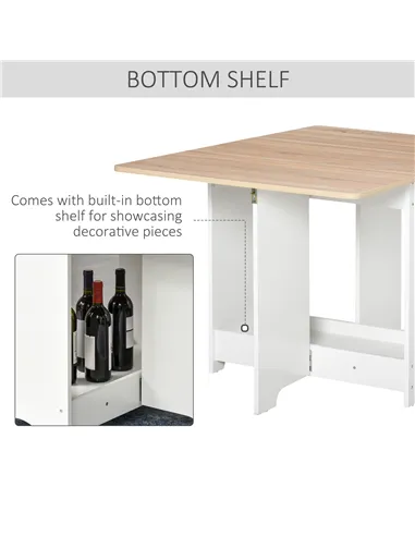 HOMCOM Foldable Dining Table Drop-Leaf Folding Desk Side Console with Storage Shelf for Kitchen,Dining Room