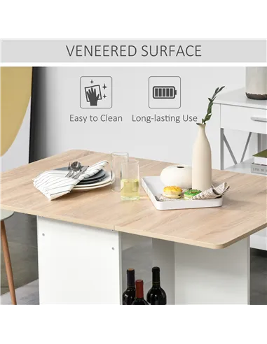 HOMCOM Foldable Dining Table Drop-Leaf Folding Desk Side Console with Storage Shelf for Kitchen,Dining Room