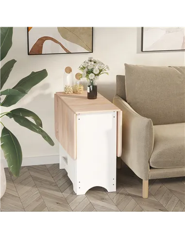 HOMCOM Foldable Dining Table Drop-Leaf Folding Desk Side Console with Storage Shelf for Kitchen,Dining Room