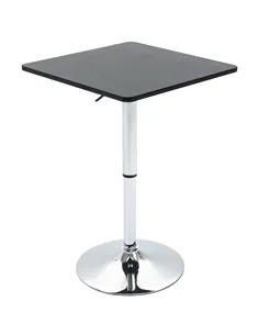 HOMCOM Modern Height Adjustable Counter Bar Table with 360° Swivel Tabletop and Electroplating Metal Base, Pub Desk for Living R