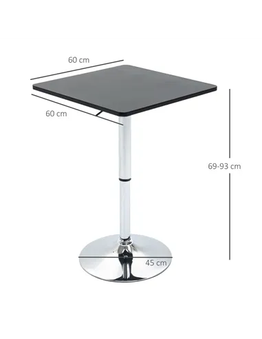 HOMCOM Modern Height Adjustable Counter Bar Table with 360° Swivel Tabletop and Electroplating Metal Base, Pub Desk for Living R