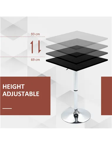 HOMCOM Modern Height Adjustable Counter Bar Table with 360° Swivel Tabletop and Electroplating Metal Base, Pub Desk for Living R