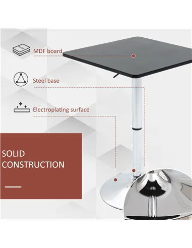 HOMCOM Modern Height Adjustable Counter Bar Table with 360° Swivel Tabletop and Electroplating Metal Base, Pub Desk for Living R