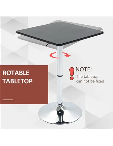 HOMCOM Modern Height Adjustable Counter Bar Table with 360° Swivel Tabletop and Electroplating Metal Base, Pub Desk for Living R