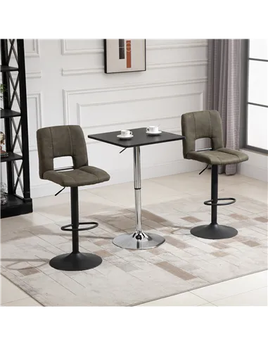 HOMCOM Modern Height Adjustable Counter Bar Table with 360° Swivel Tabletop and Electroplating Metal Base, Pub Desk for Living R