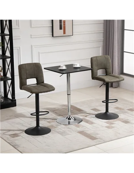 HOMCOM Modern Height Adjustable Counter Bar Table with 360° Swivel Tabletop and Electroplating Metal Base, Pub Desk for Living R