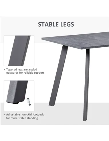 HOMCOM Dining Table, Contemporary Rectangle Kitchen Table with Metal Legs and Spacious Tabletop for Dining Room, Living Room, Da