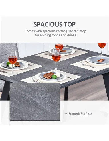 HOMCOM Dining Table, Contemporary Rectangle Kitchen Table with Metal Legs and Spacious Tabletop for Dining Room, Living Room, Da