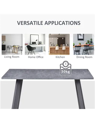 HOMCOM Dining Table, Contemporary Rectangle Kitchen Table with Metal Legs and Spacious Tabletop for Dining Room, Living Room, Da