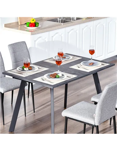 HOMCOM Dining Table, Contemporary Rectangle Kitchen Table with Metal Legs and Spacious Tabletop for Dining Room, Living Room, Da