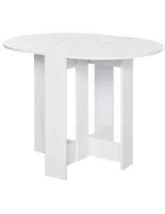 HOMCOM Space-saving Drop Leaf Table, Folding Dining Table for Small Space, Kitchen, Dining Room, White