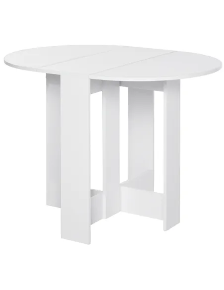 HOMCOM Space-saving Drop Leaf Table, Folding Dining Table for Small Space, Kitchen, Dining Room, White