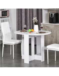 HOMCOM Space-saving Drop Leaf Table, Folding Dining Table for Small Space, Kitchen, Dining Room, White 2