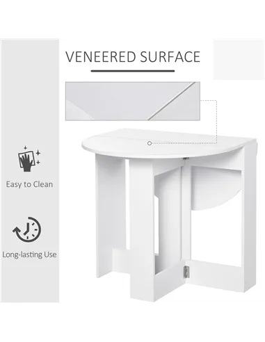 HOMCOM Space-saving Drop Leaf Table, Folding Dining Table for Small Space, Kitchen, Dining Room, White
