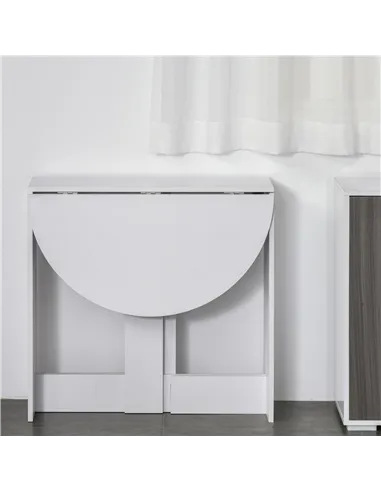 HOMCOM Space-saving Drop Leaf Table, Folding Dining Table for Small Space, Kitchen, Dining Room, White