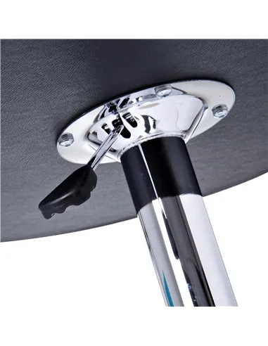 HOMCOM Adjustable Round Bistro Bar Table with PVC Leather Top Steel Base Home Kitchen Dining Desk  Black