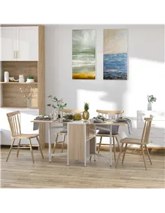 HOMCOM Foldable Drop Leaf Dining Table Folding Workstation for Small Space with Storage Shelves Cubes Oak & White 2