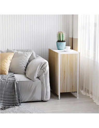 HOMCOM Foldable Drop Leaf Dining Table Folding Workstation for Small Space with Storage Shelves Cubes Oak & White