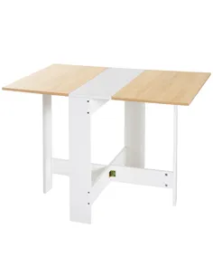 HOMCOM Wooden Folding Dining Table Writing Computer Desk PC Workstation Space Saving Home Office Oak & White