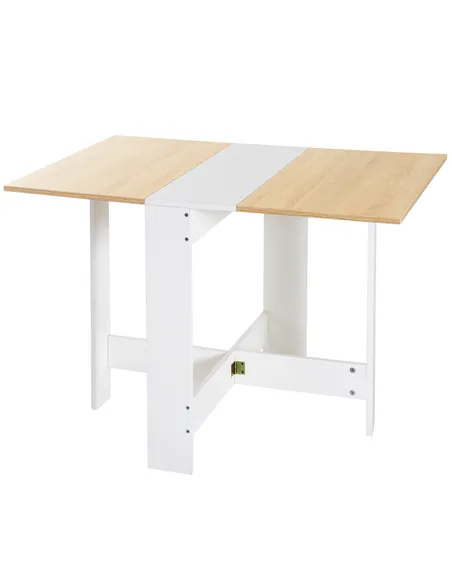 HOMCOM Wooden Folding Dining Table Writing Computer Desk PC Workstation Space Saving Home Office Oak & White