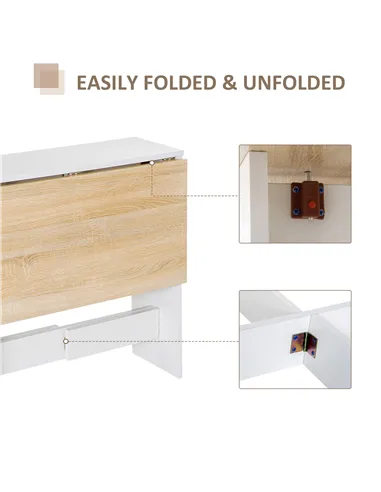 HOMCOM Wooden Folding Dining Table Writing Computer Desk PC Workstation Space Saving Home Office Oak & White