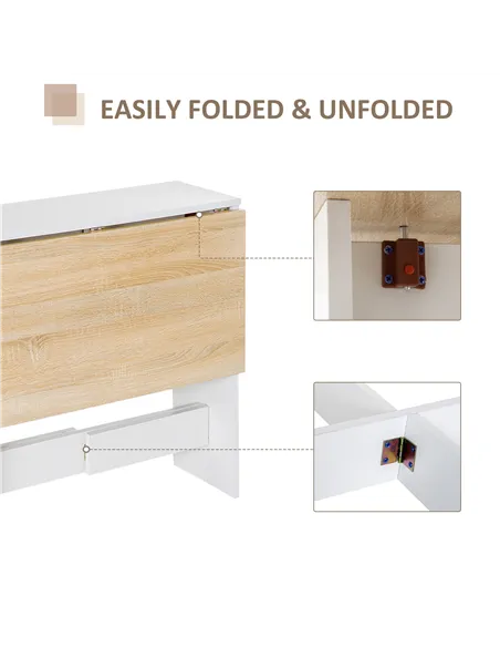 HOMCOM Wooden Folding Dining Table Writing Computer Desk PC Workstation Space Saving Home Office Oak & White