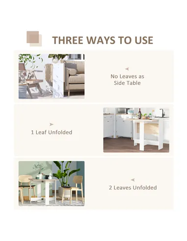 HOMCOM Wooden Folding Dining Table Writing Computer Desk PC Workstation Space Saving Home Office Oak & White