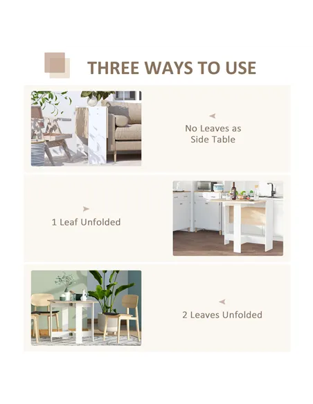 HOMCOM Wooden Folding Dining Table Writing Computer Desk PC Workstation Space Saving Home Office Oak & White