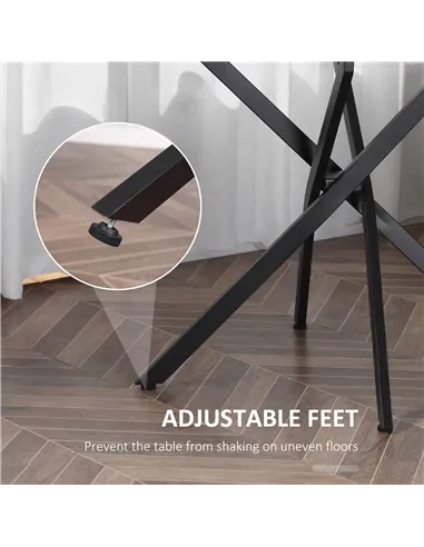 HOMCOM Dining Table with Clear Tempered Glass Top, Round Table with Metal Legs, Modern Kitchen Table for Dining Room Living Room