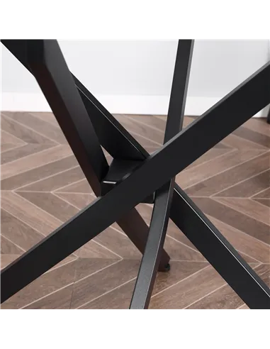 HOMCOM Dining Table with Clear Tempered Glass Top, Round Table with Metal Legs, Modern Kitchen Table for Dining Room Living Room