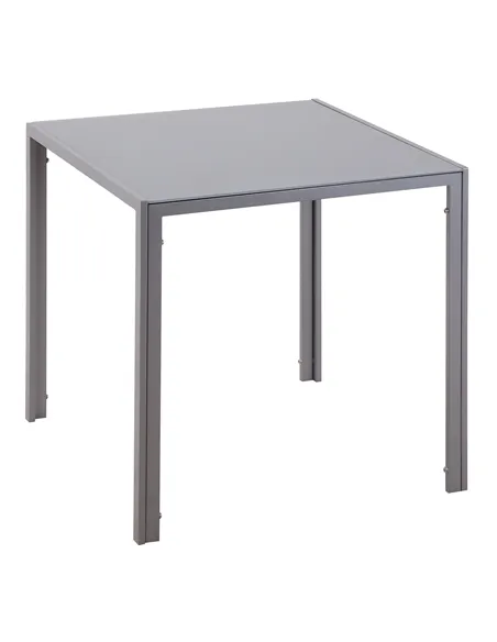 HOMCOM Modern Square Dining Table for 2-4 People, with Glass Top & Metal Legs for Dining Room, Living Room, Grey